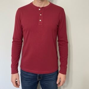 J. Crew Men's Deep Red Long-Sleeve Henley 100% cotton size Large
